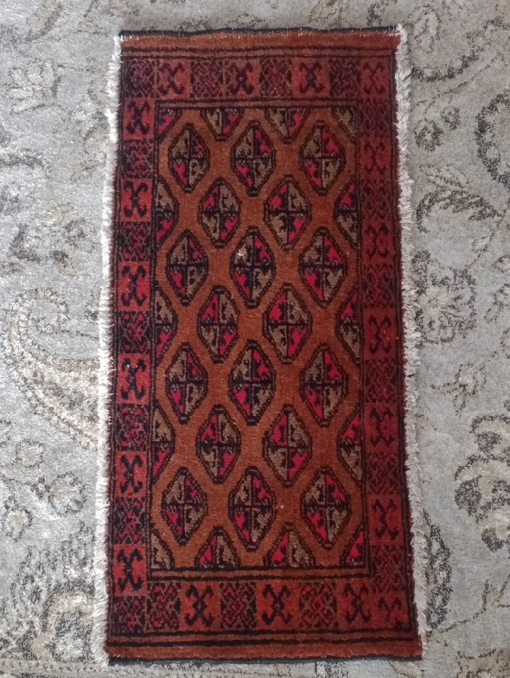 Vintage Wool🔥 Artisan Brown and Red Geometric Wall Tapestry - Brand Unspecified
